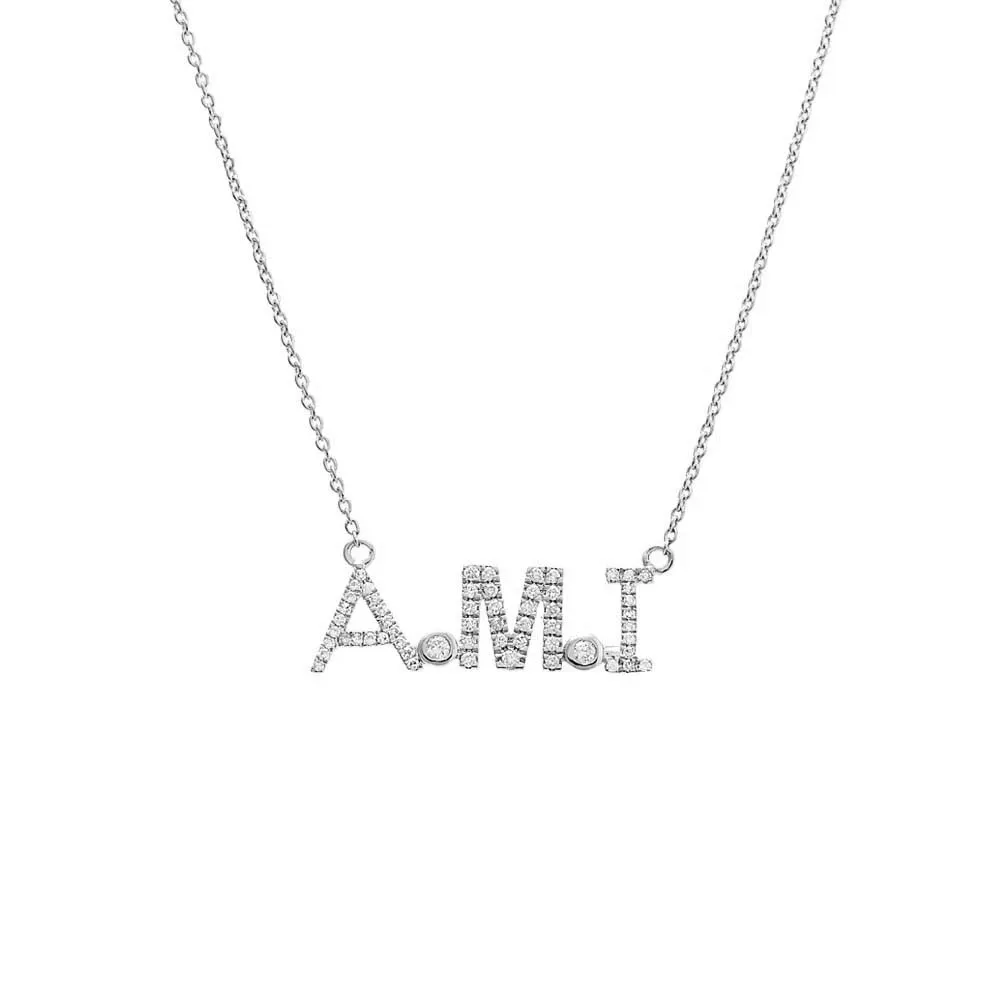 Diamond Block Monogram Nameplate Necklace 14K sold by Adina Eden's product image thumbnail 5