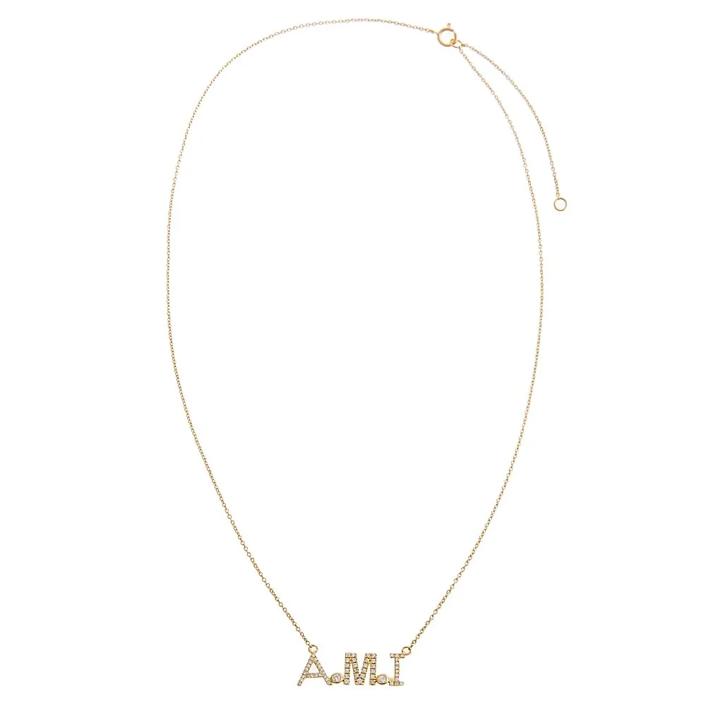 Diamond Block Monogram Nameplate Necklace 14K sold by Adina Eden's product image thumbnail 3