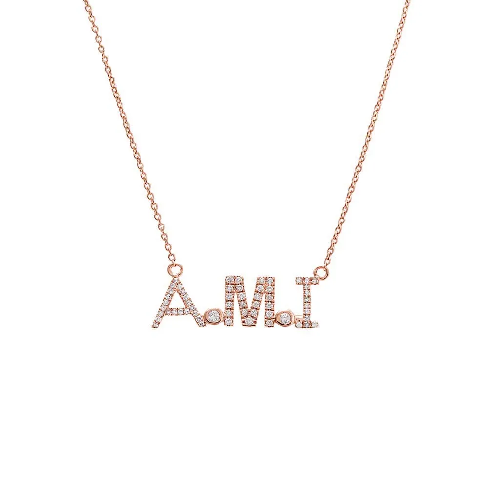 Diamond Block Monogram Nameplate Necklace 14K sold by Adina Eden's product image thumbnail 4