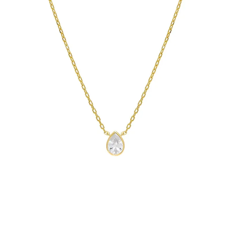 Pear Bezel Solitaire Necklace sold by Adina Eden's