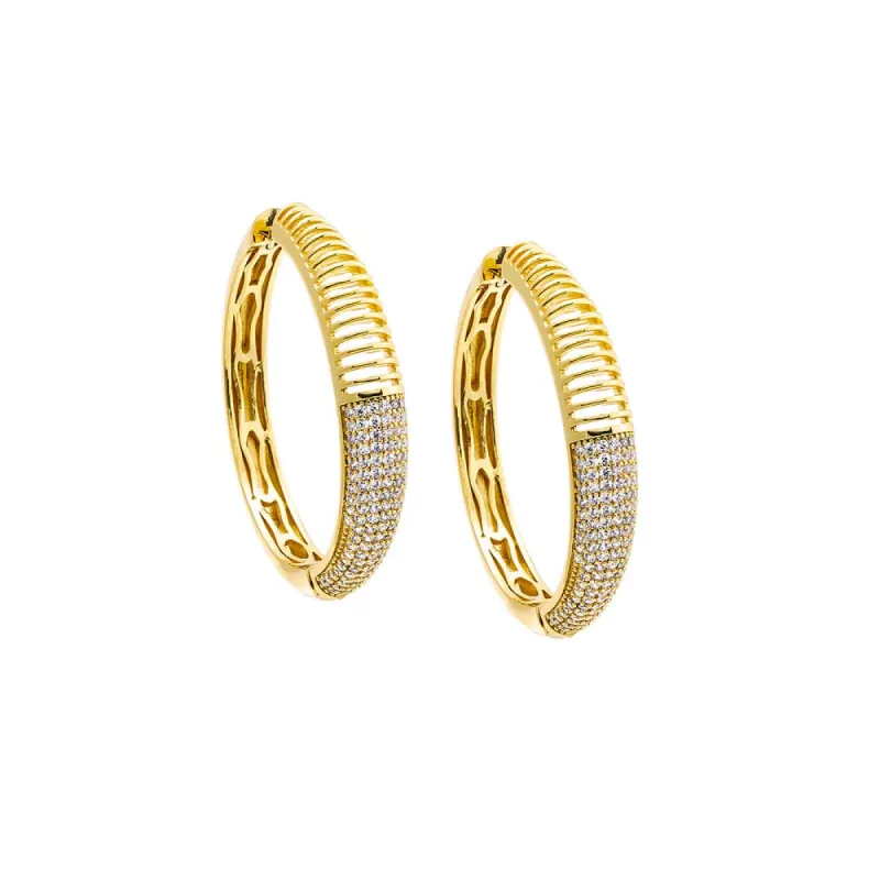 Pave X Ridged Hoop Earring sold by Adina Eden's