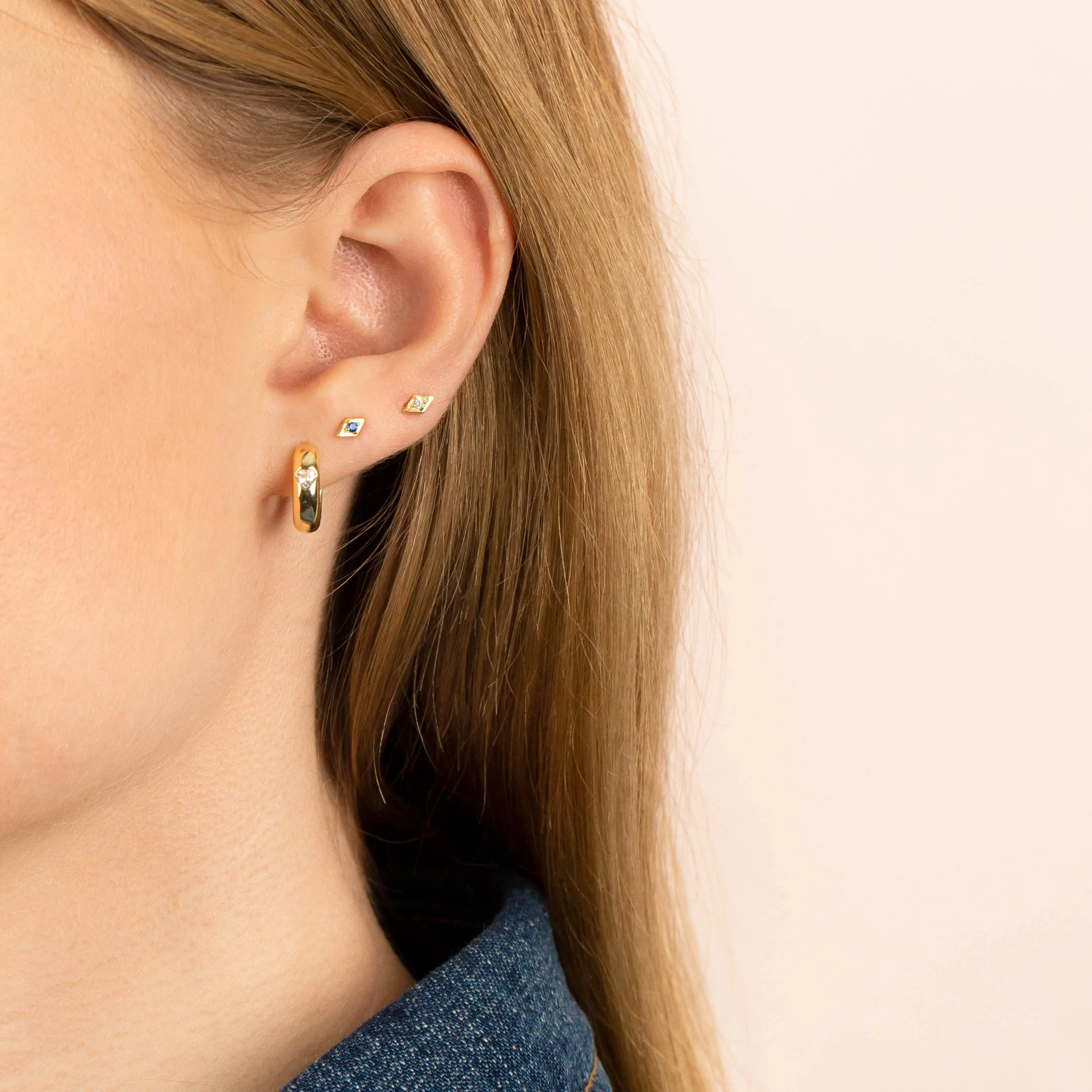 CZ Mini Heart Huggie Earring sold by Adina Eden's product image thumbnail 2