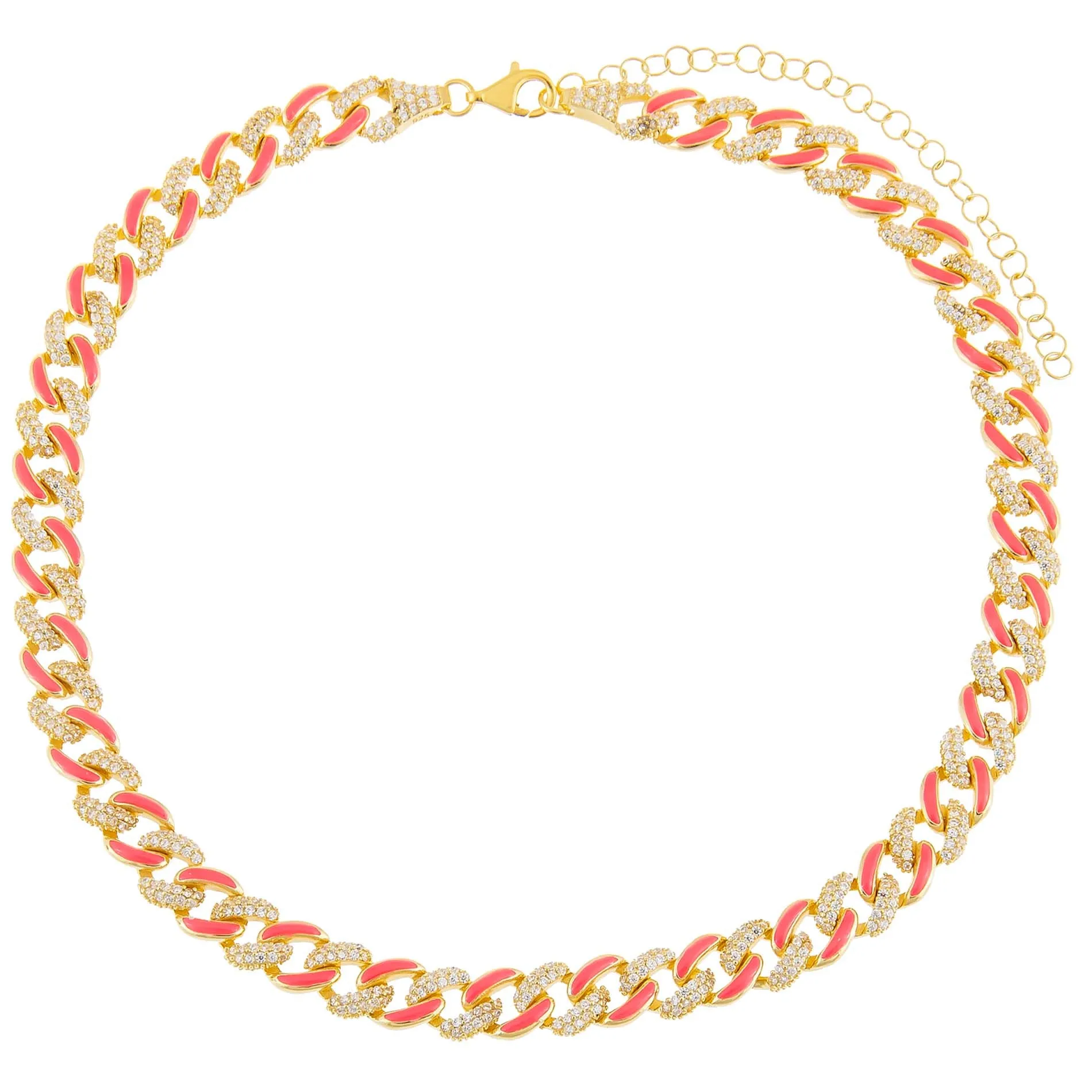 Pavé Neon Enamel Chain Link Anklet sold by Adina Eden's