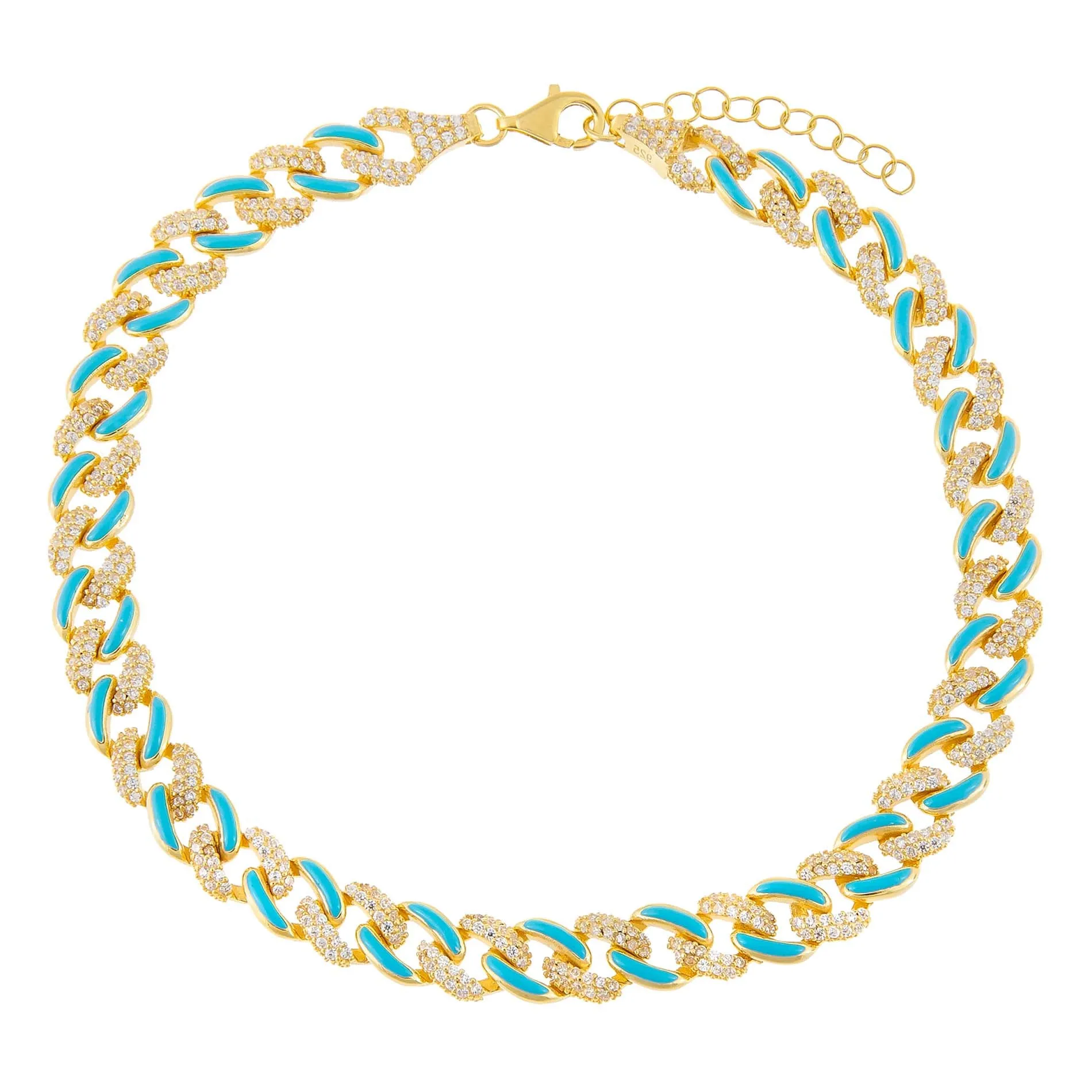 Pavé Neon Enamel Chain Link Anklet sold by Adina Eden's product image thumbnail 3