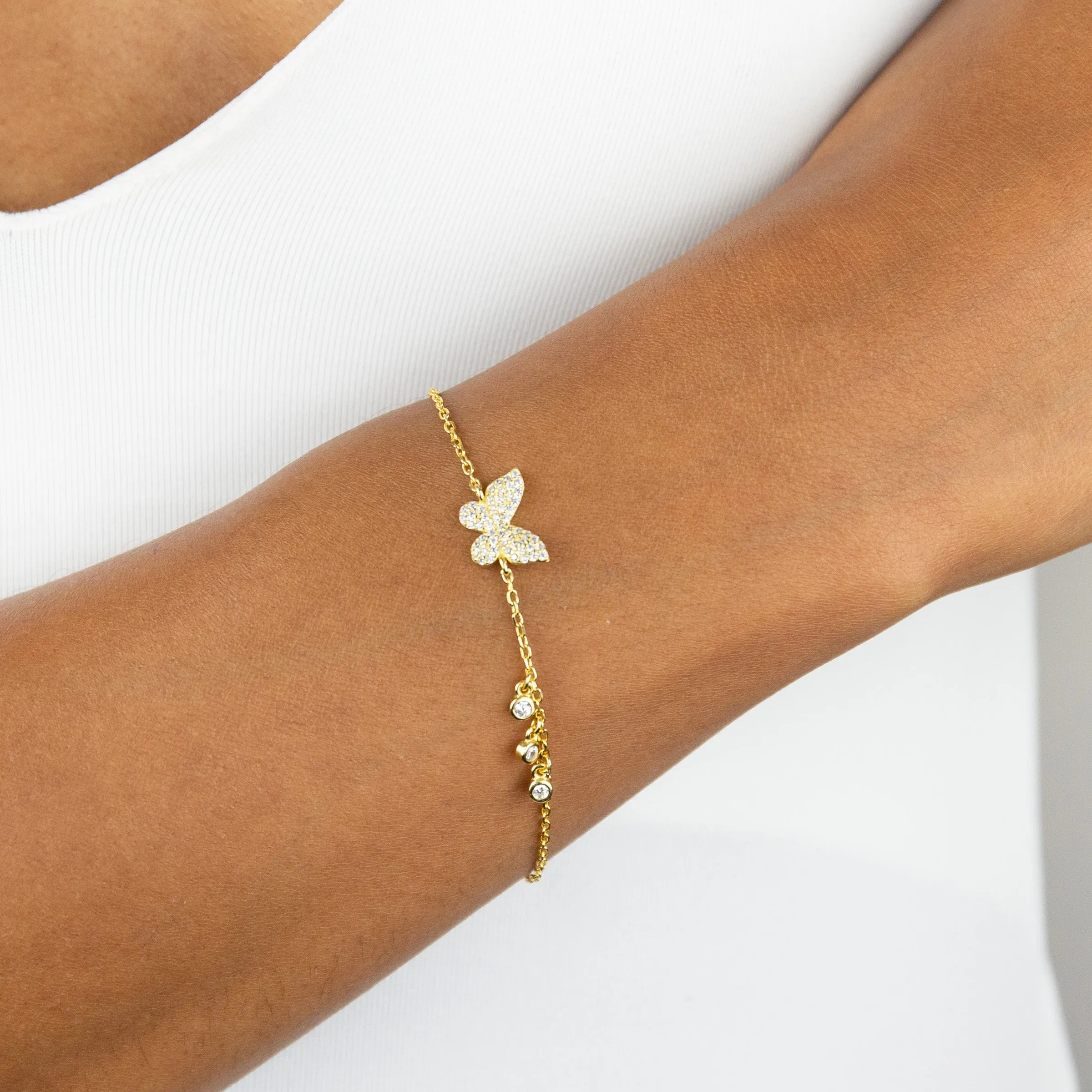 CZ Bezel Butterfly Bracelet sold by Adina Eden's product image thumbnail 2