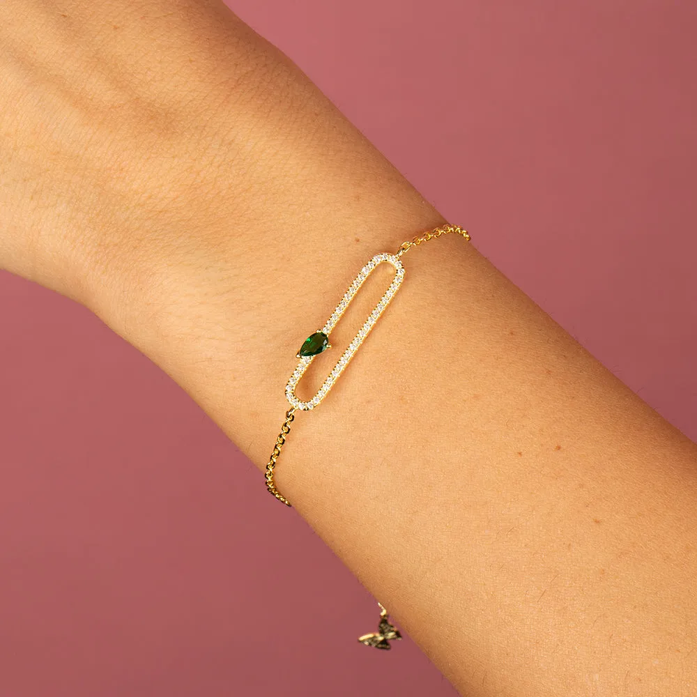 Pavé X Colored Teardrop Pendant Bracelet sold by Adina Eden's product image thumbnail 2