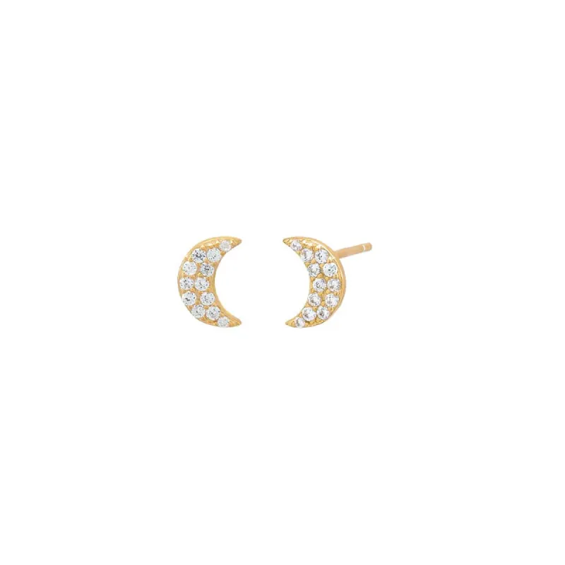 Mini Pavé Moon Stud Earring sold by Adina Eden's