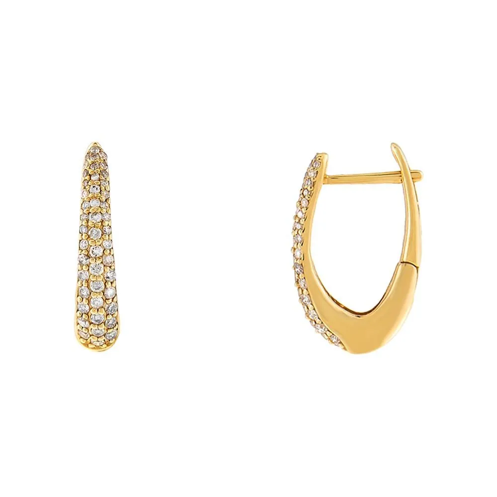 Elongated Diamond Huggie Earring 14K sold by Adina Eden's