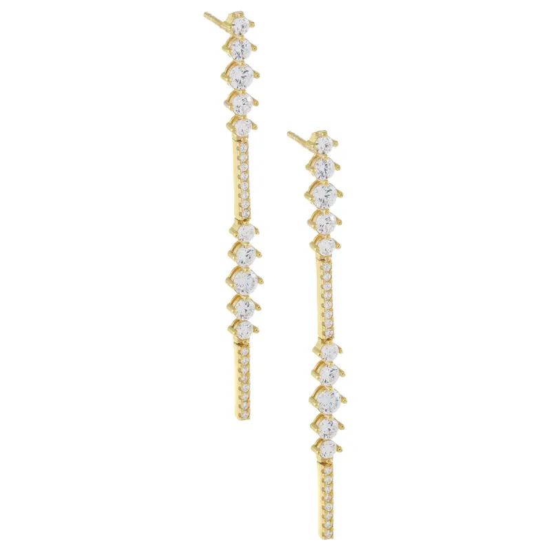 CZ Round X Bar Drop Earring sold by Adina Eden's