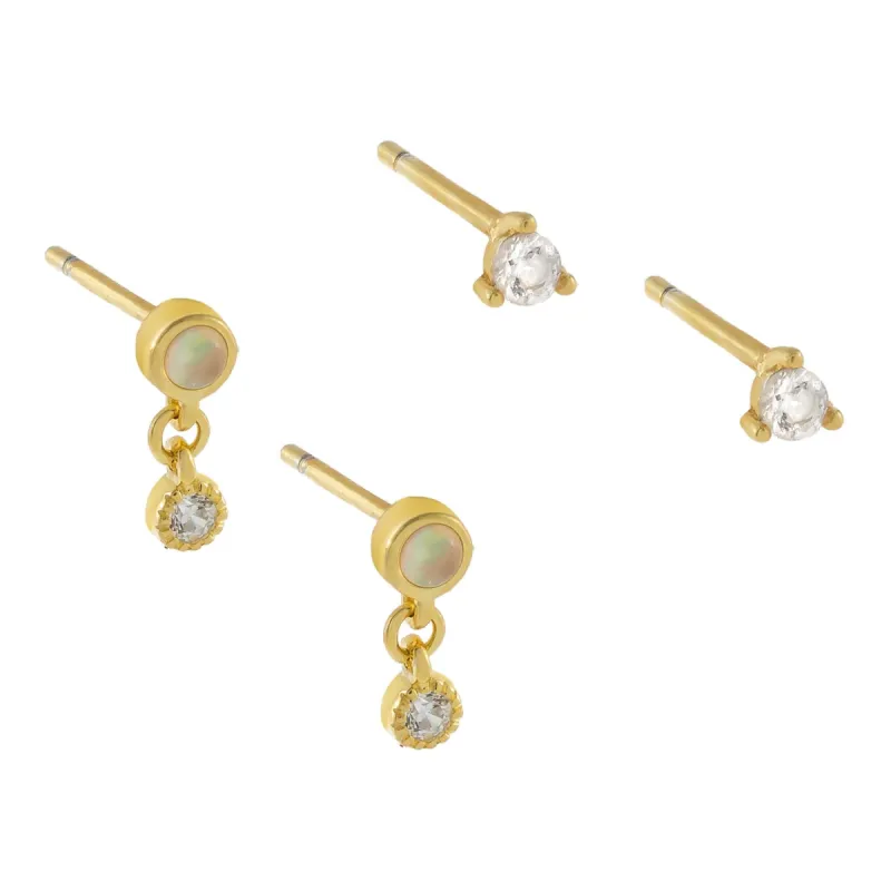 CZ X Opal Stud Earring Combo Set sold by Adina Eden's