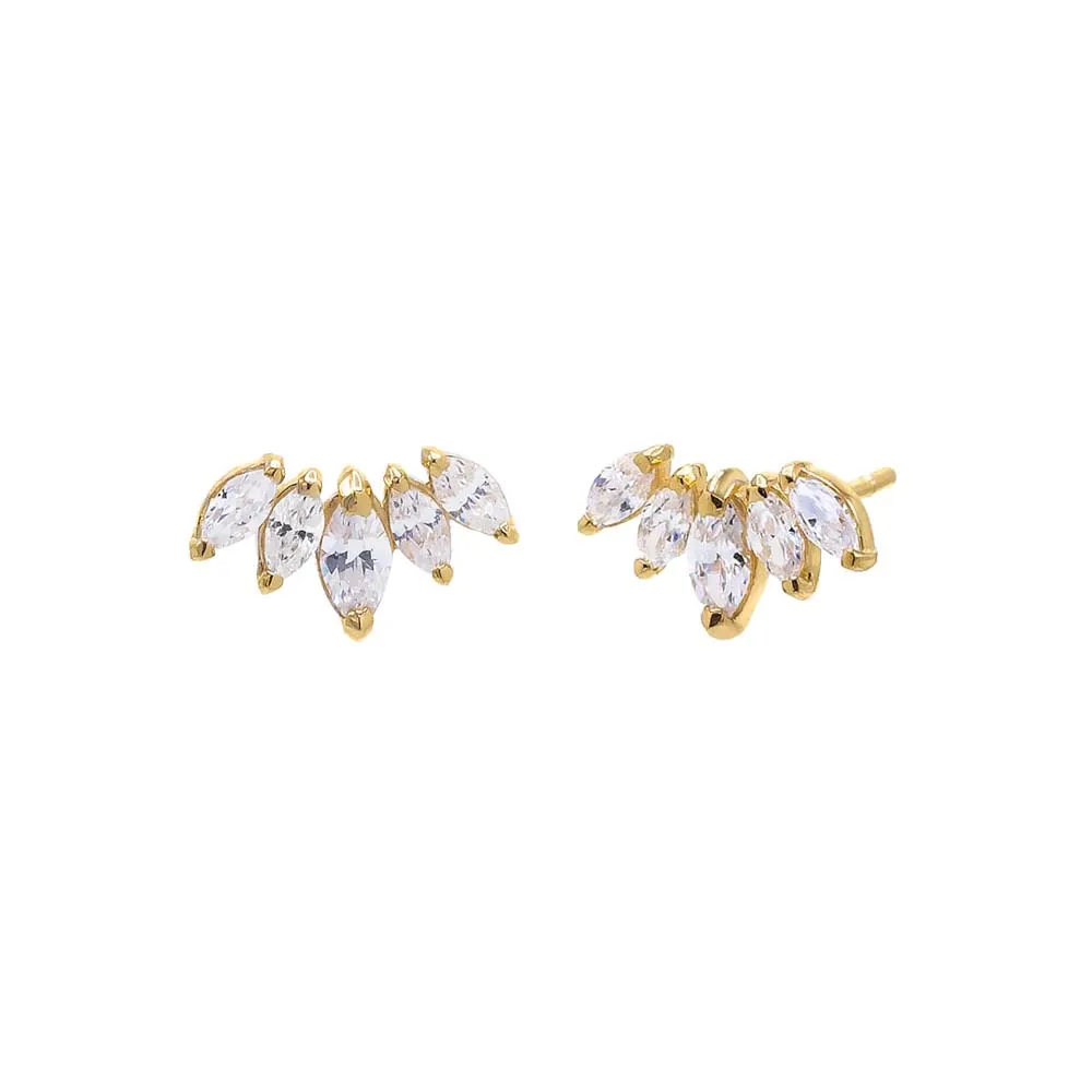 CZ Multi Marquise Curved Stud Earring 14K sold by Adina Eden's