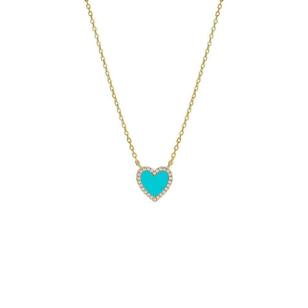 Colored Stone Pavé Heart Necklace sold by Adina Eden's product image thumbnail 4