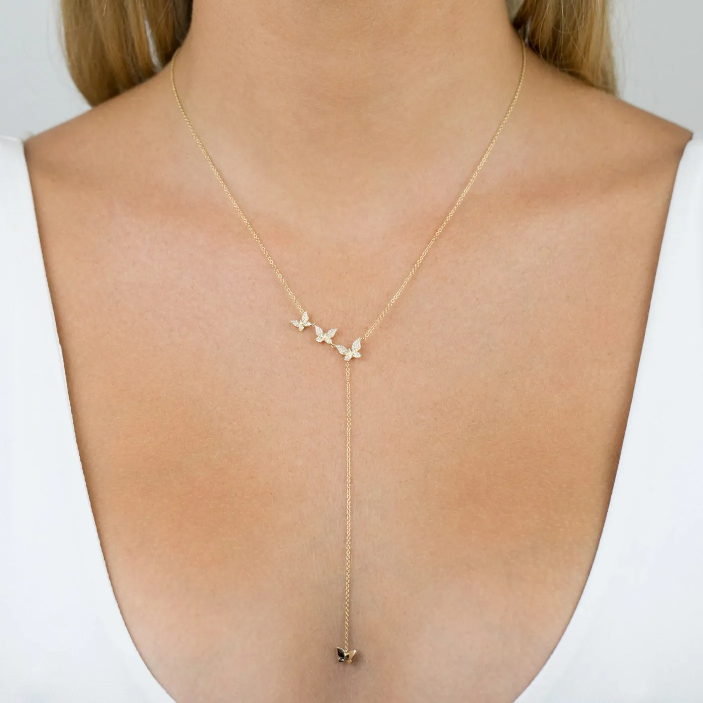 Diamond Butterflies Lariat 14K sold by Adina Eden's product image thumbnail 2