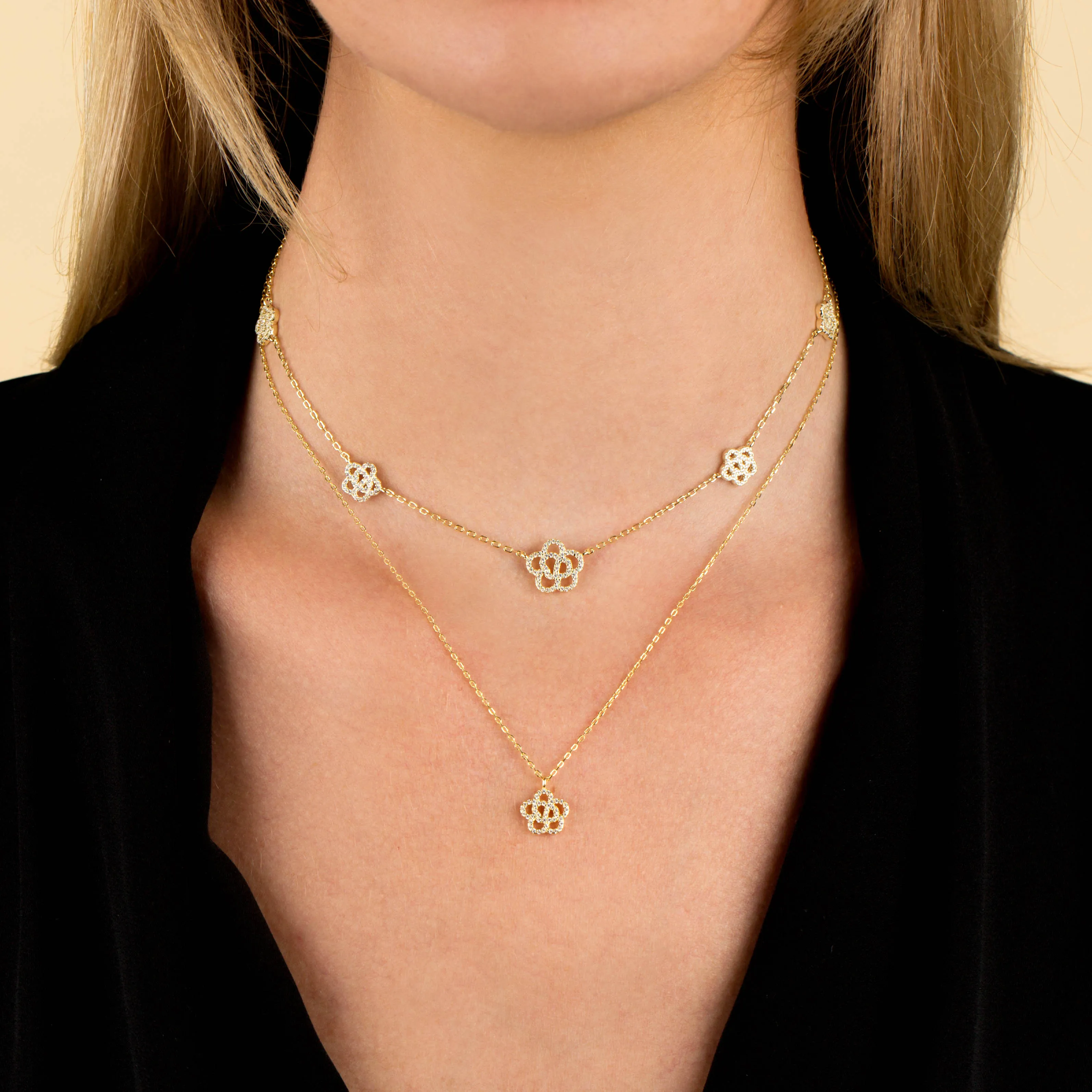 CZ Rose Flower Necklace sold by Adina Eden's product image thumbnail 2