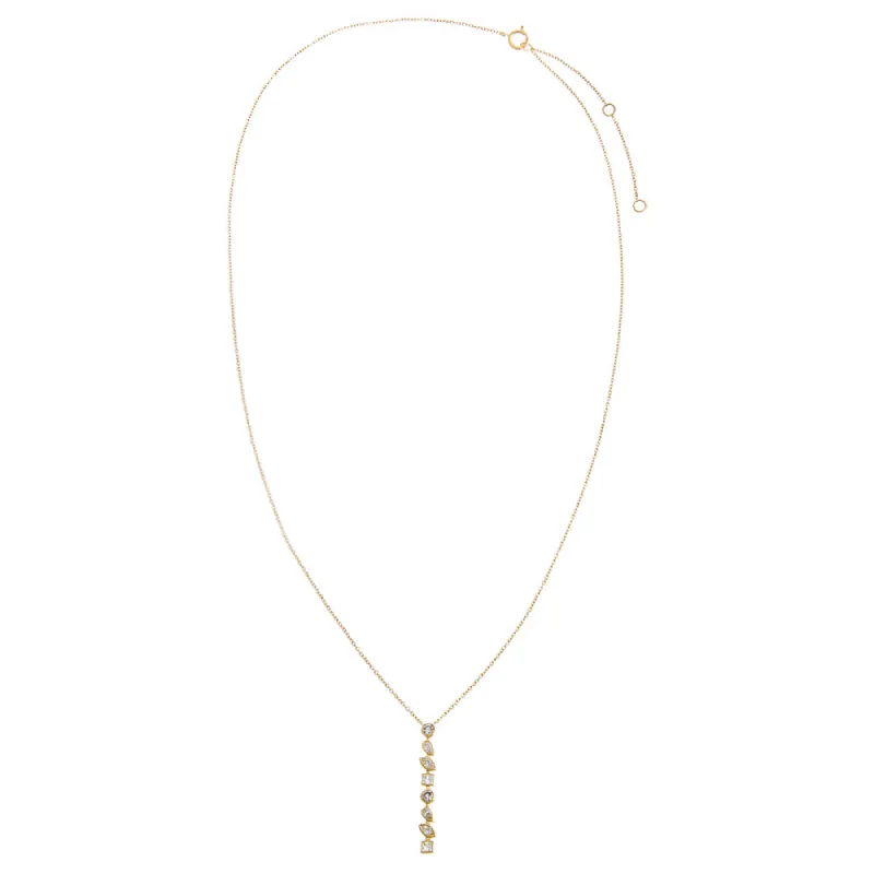 Diamond Bezel Multi Shape Drop Pendant Necklace 14K sold by Adina Eden's