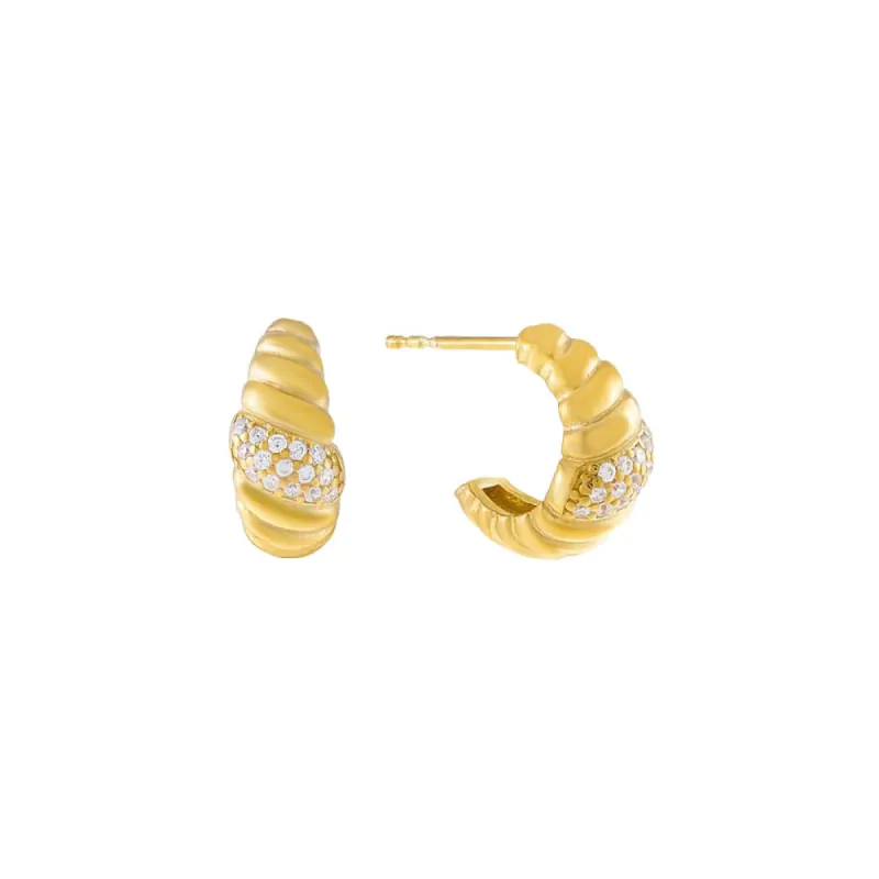 Mini CZ Braided Hoop Earring sold by Adina Eden's