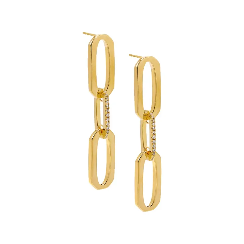 Diamond Pave Drop Link Stud Earring 14K sold by Adina Eden's