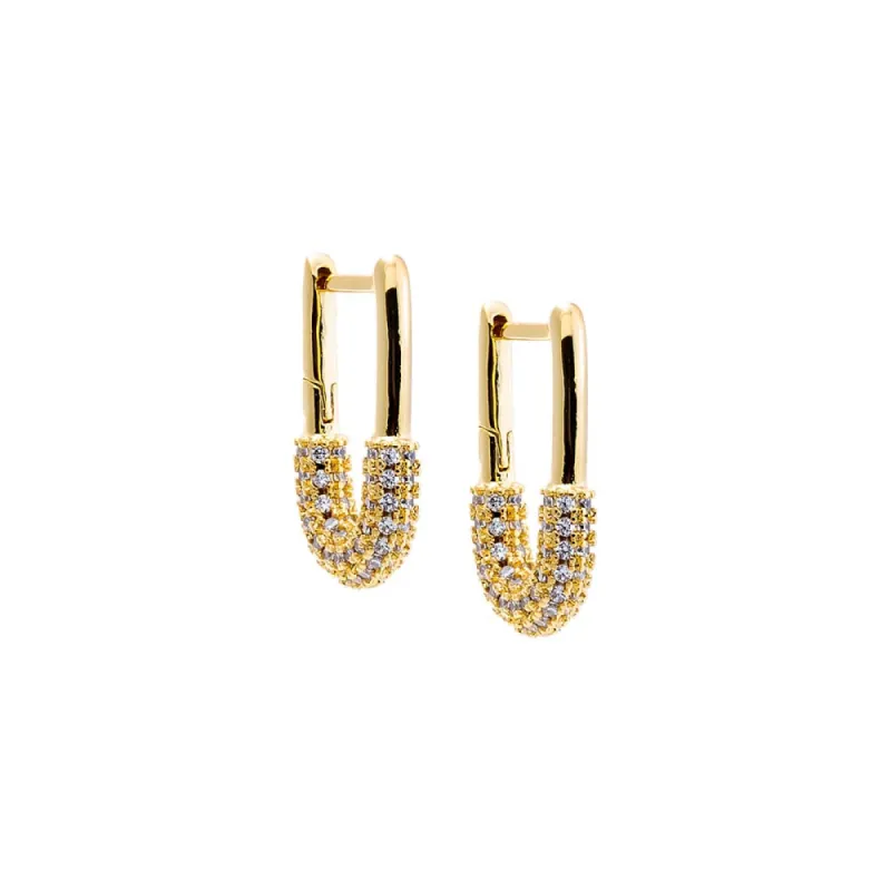 Pavé Oval Shape Huggie Earring sold by Adina Eden's