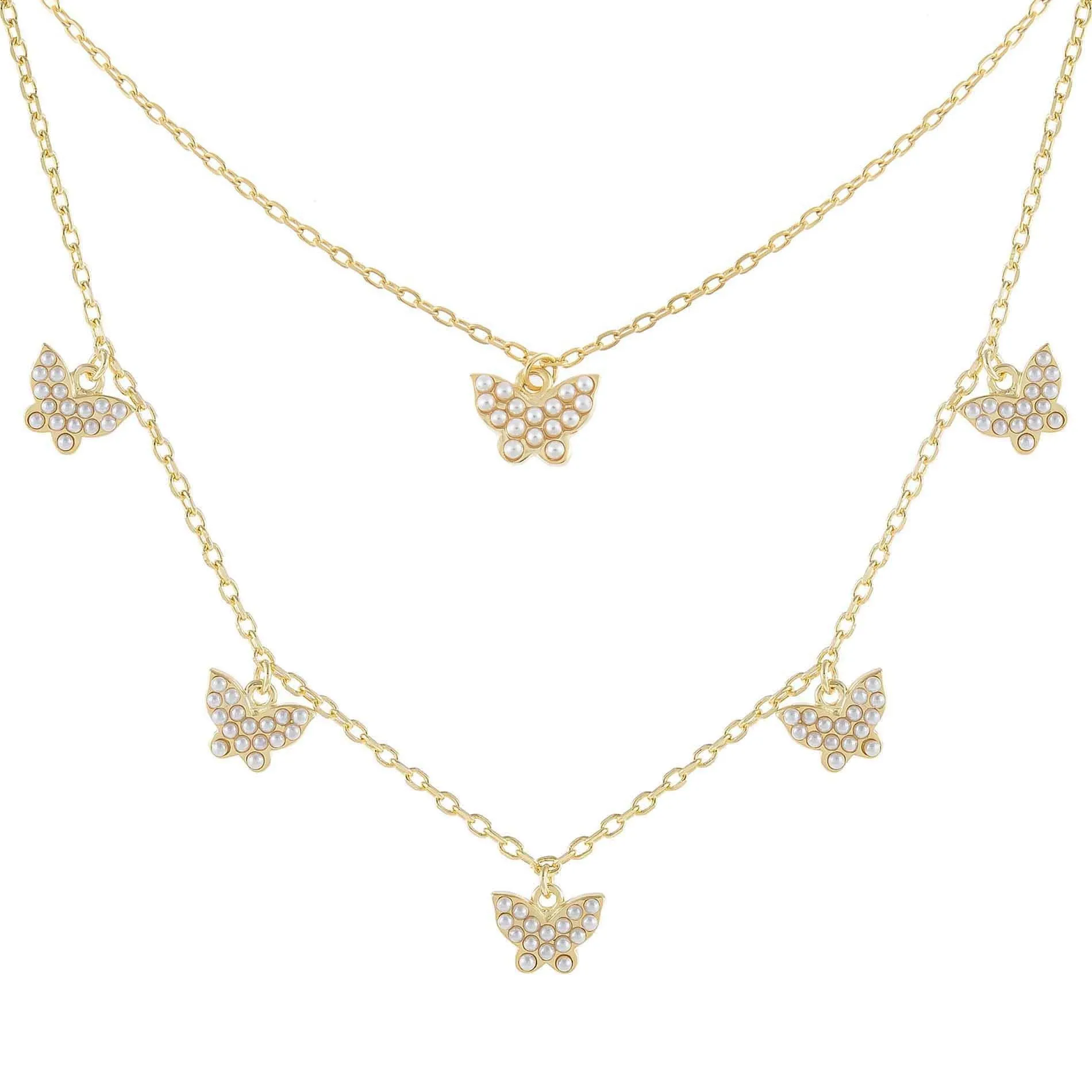 Pearl Butterfly Necklace Combo Set sold by Adina Eden's