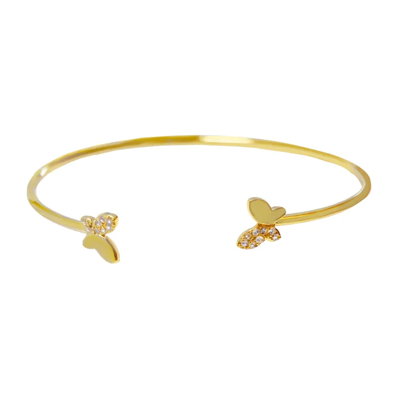 Mini Pavé X Solid Butterfly Bangle sold by Adina Eden's