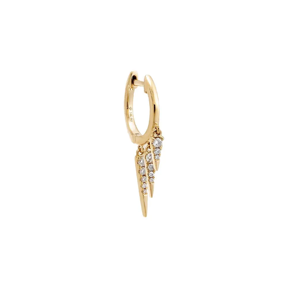Dangling Diamond Spike Huggie Earring 14K sold by Adina Eden's product image thumbnail 3