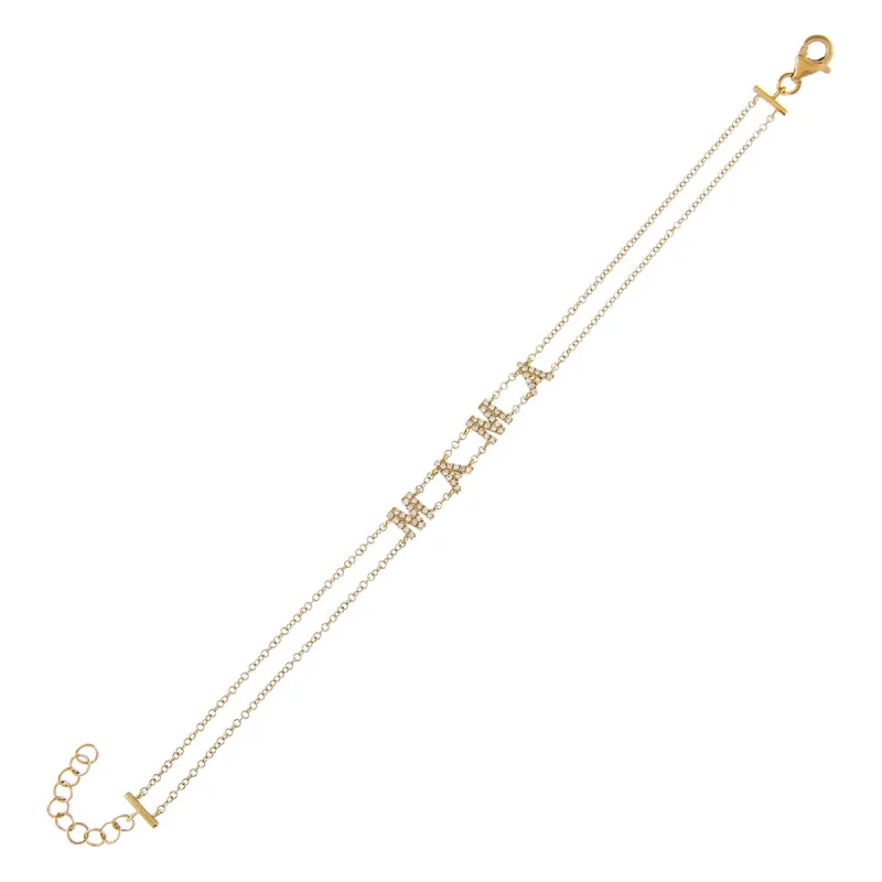 Diamond Mini Mama Double Chain Bracelet 14K sold by Adina Eden's