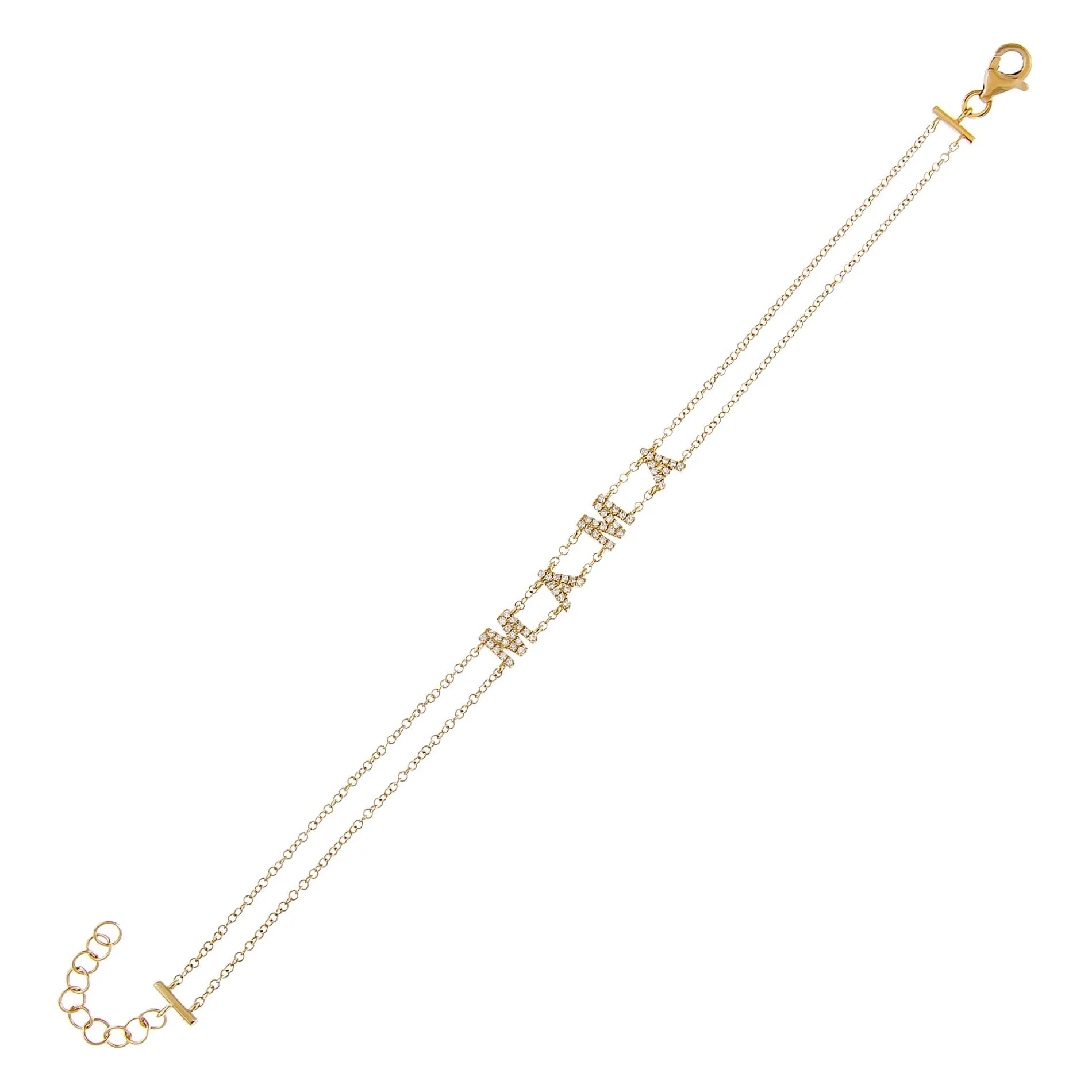 Diamond Mini Mama Double Chain Bracelet 14K sold by Adina Eden's