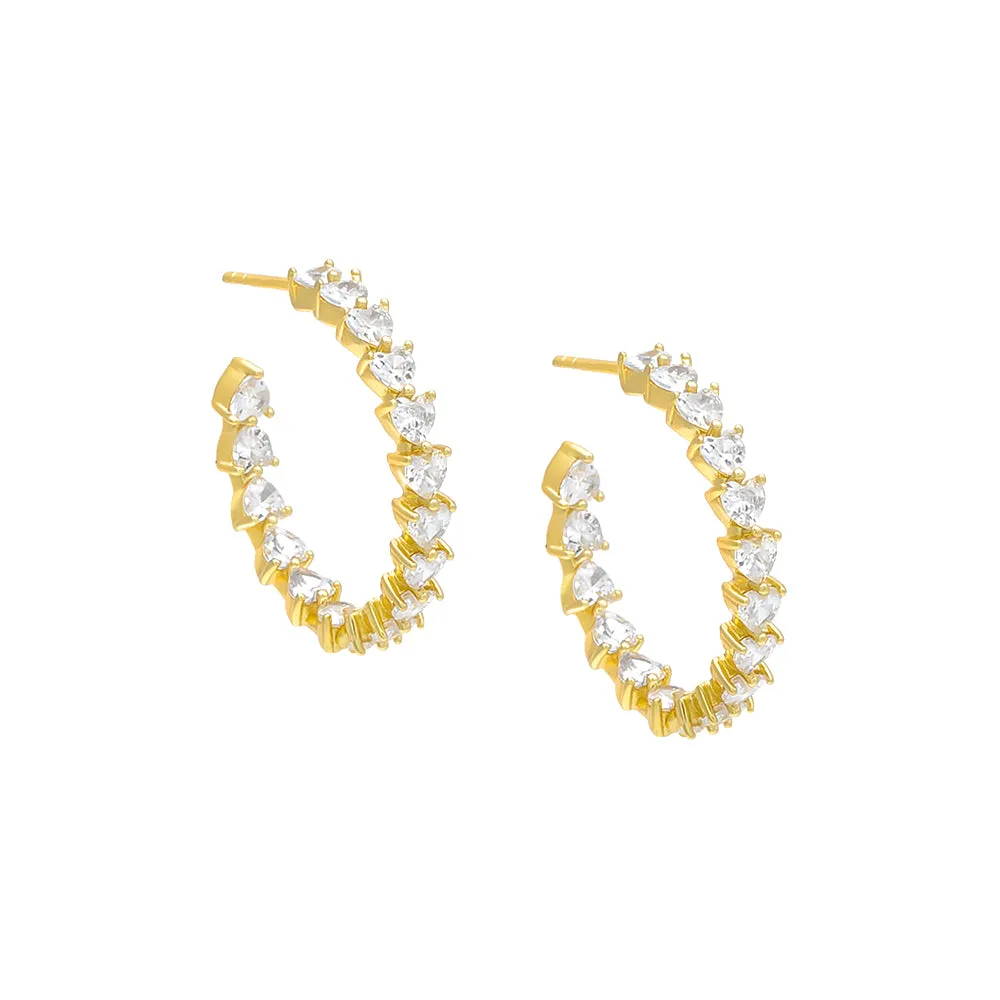 Tennis Heart Hoop Earring sold by Adina Eden's