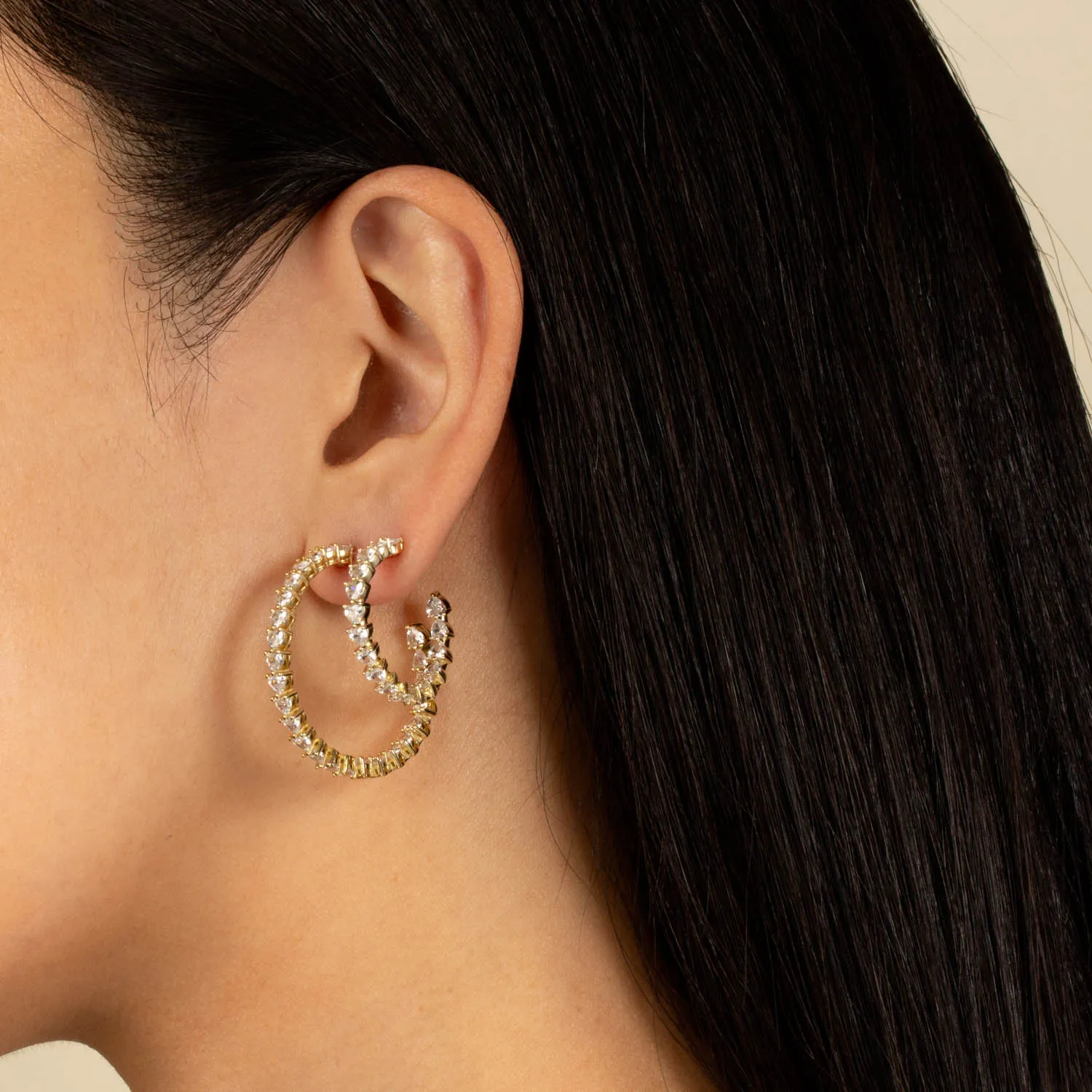 Tennis Heart Hoop Earring sold by Adina Eden's product image thumbnail 2
