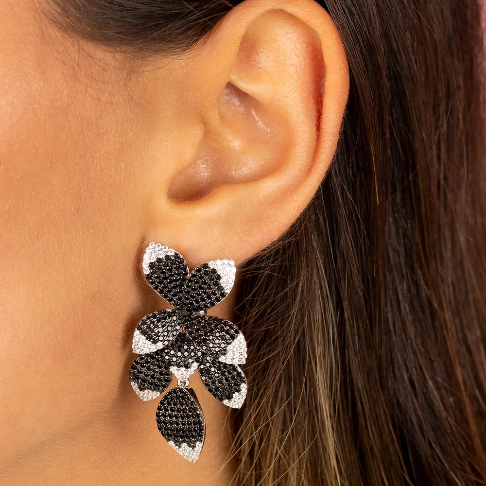 Colored Pavé Fancy Flower Petals Drop Stud Earring sold by Adina Eden's product image thumbnail 2