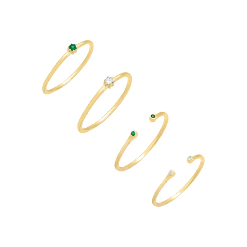 Green & Gold Ring Combo Set sold by Adina Eden's