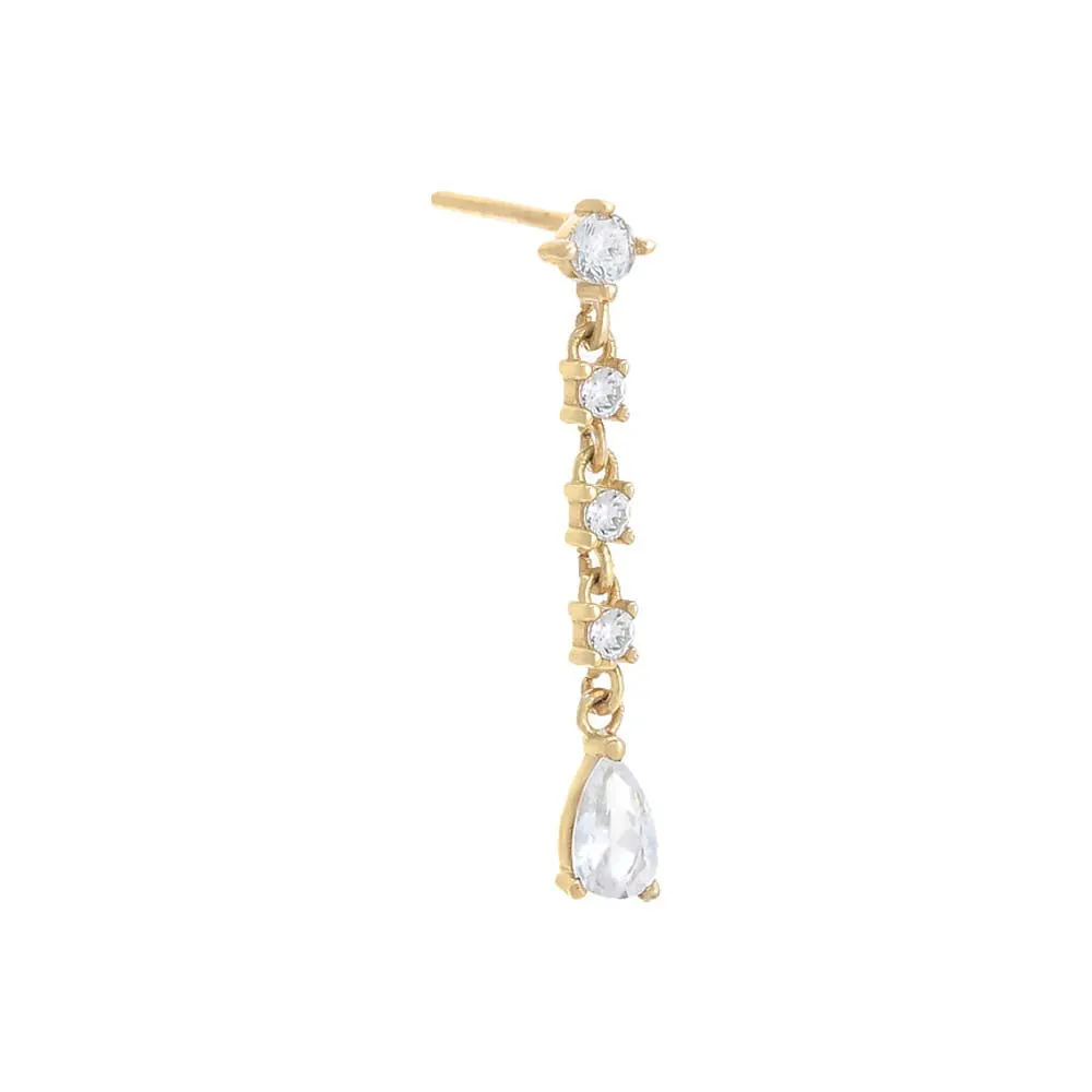 CZ Dangling Teardrop Stud Earring 14K sold by Adina Eden's product image thumbnail 3