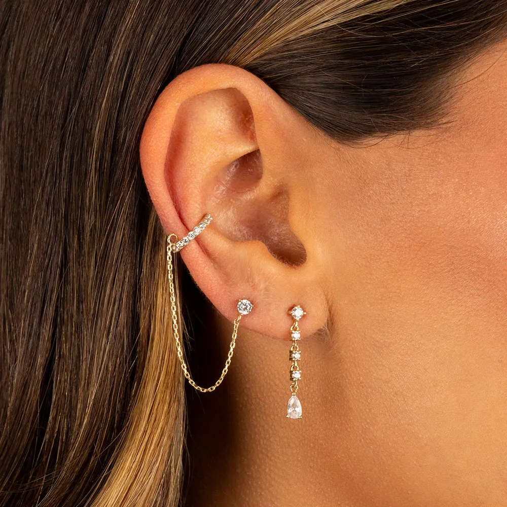 CZ Dangling Teardrop Stud Earring 14K sold by Adina Eden's product image thumbnail 2