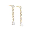 CZ Dangling Teardrop Stud Earring 14K sold by Adina Eden's