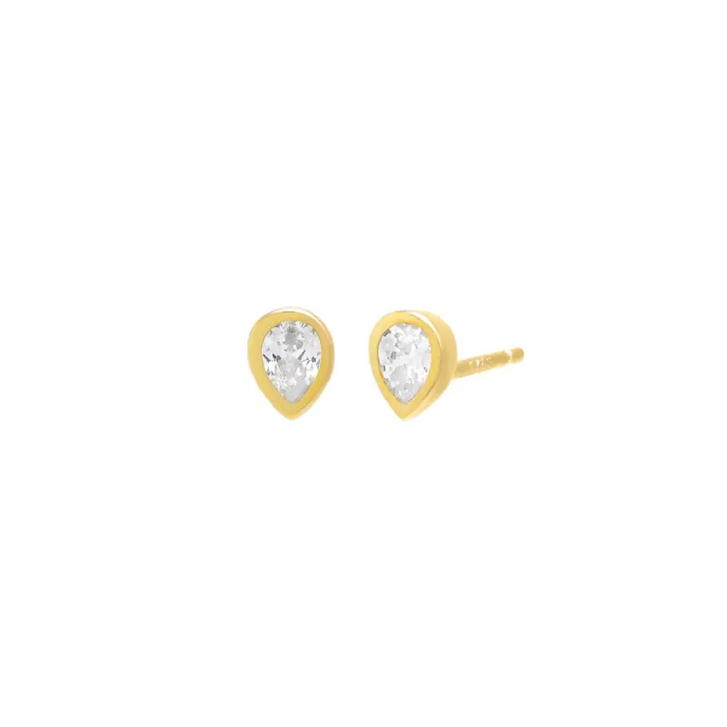 Teardrop Bezel Stud Earring sold by Adina Eden's