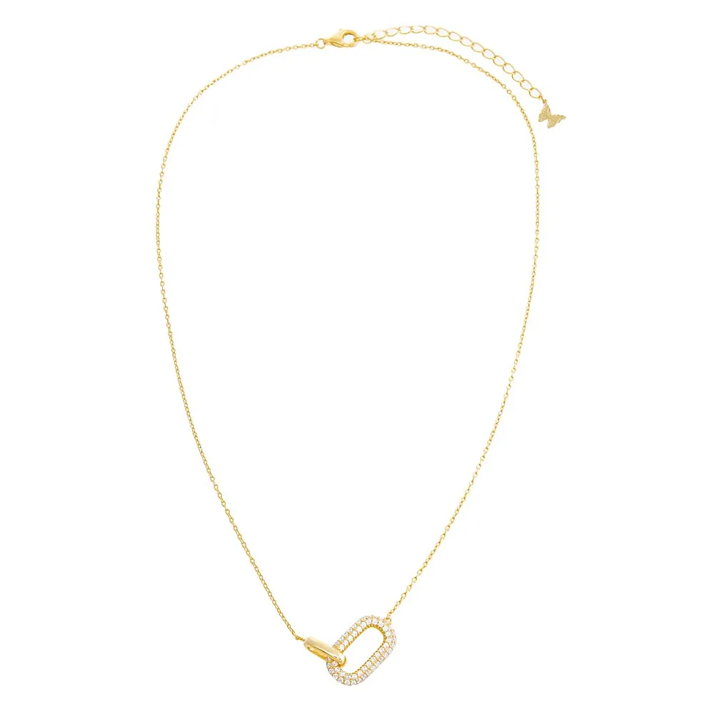 Pavé X Solid Double Link Necklace sold by Adina Eden's product image thumbnail 3