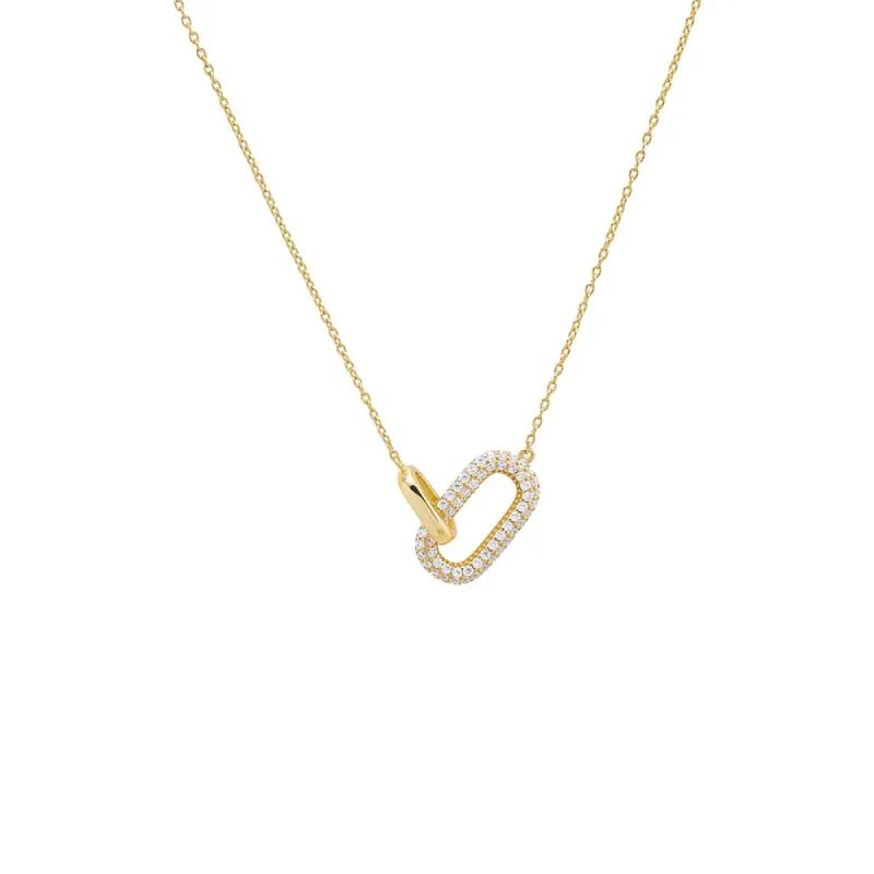 Pavé X Solid Double Link Necklace sold by Adina Eden's