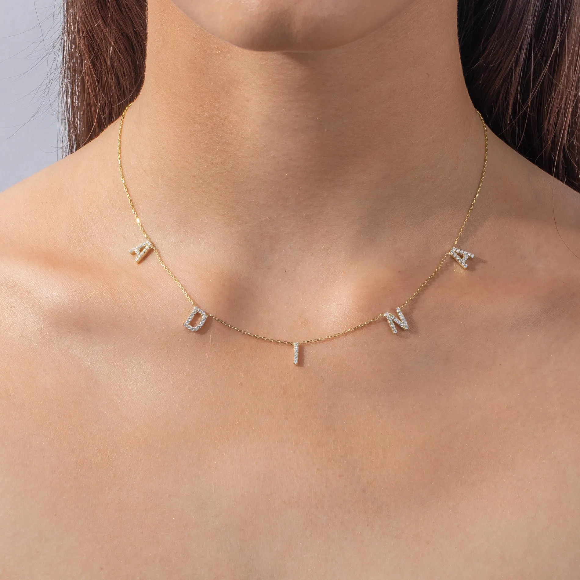 Pavé Block Name Necklace sold by Adina Eden's product image thumbnail 2