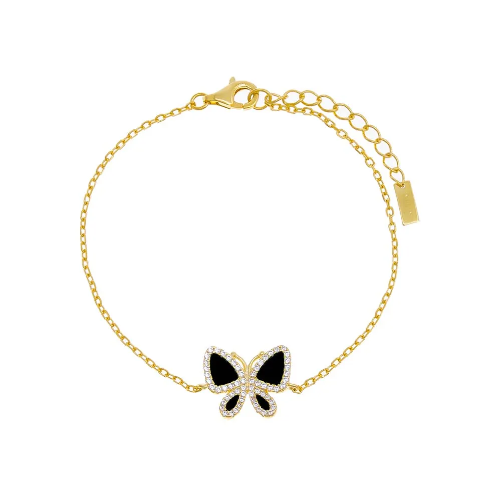 Pavé Gemstone Butterfly Bracelet sold by Adina Eden's product image thumbnail 4