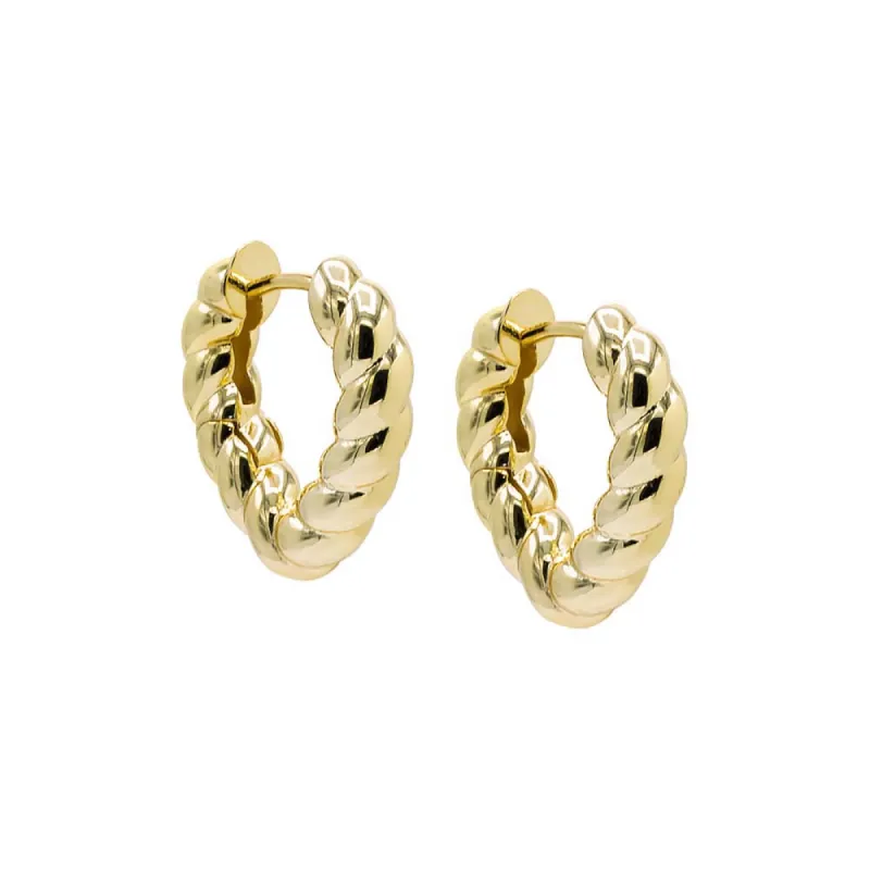 Twisted V-Shape Huggie Earring sold by Adina Eden's