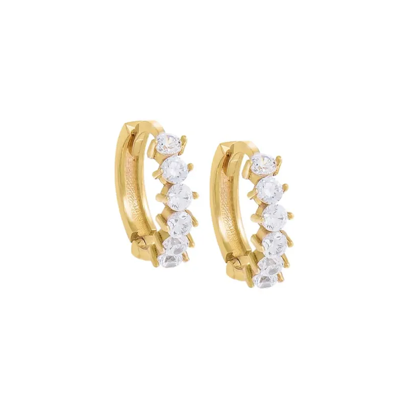 CZ Solitaire Stones Huggie Earring 14K sold by Adina Eden's