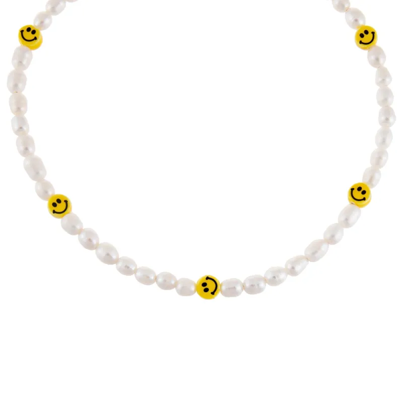 Smiley Face Pearl Necklace sold by Adina Eden's