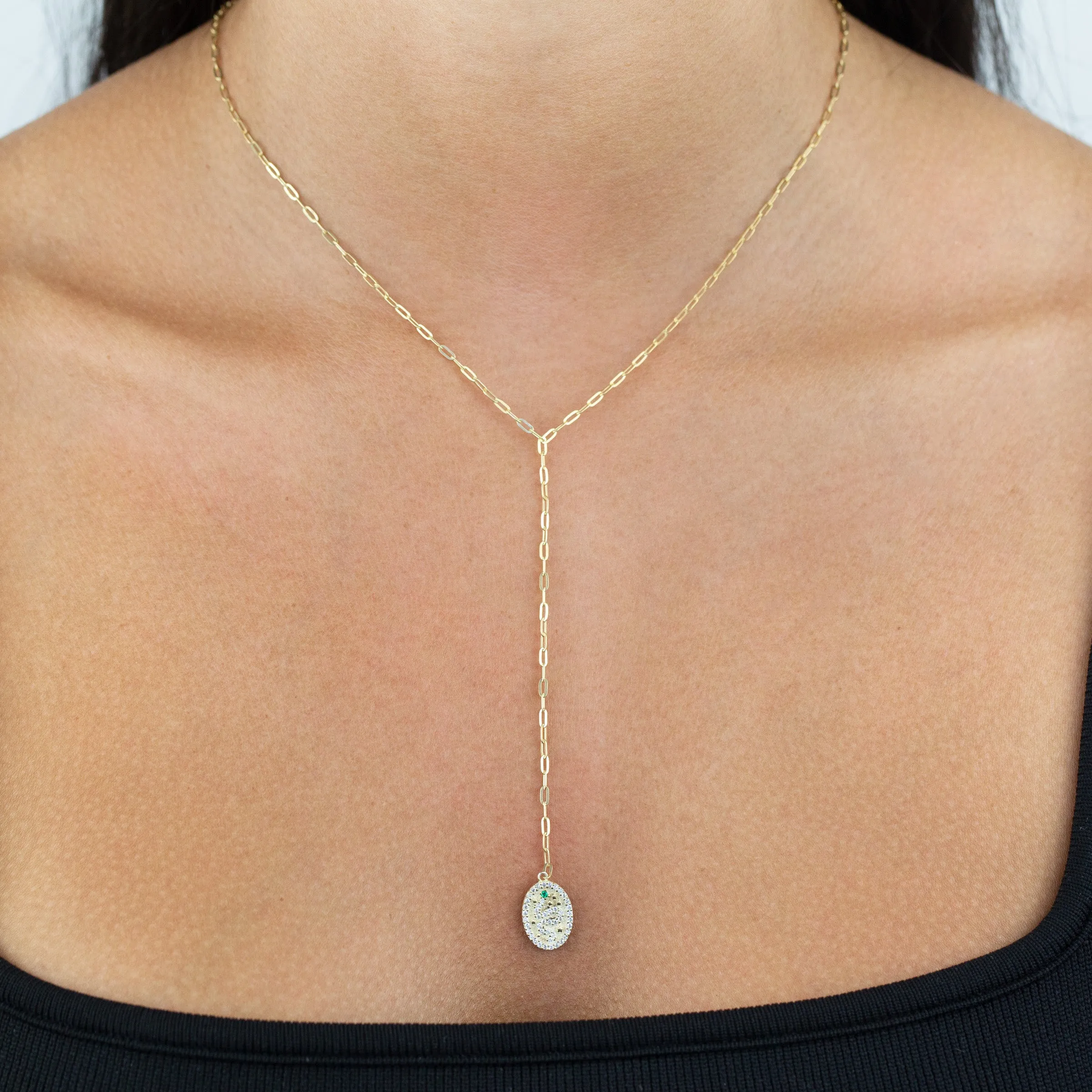 Pavé Snake Oval Link Lariat sold by Adina Eden's product image thumbnail 2