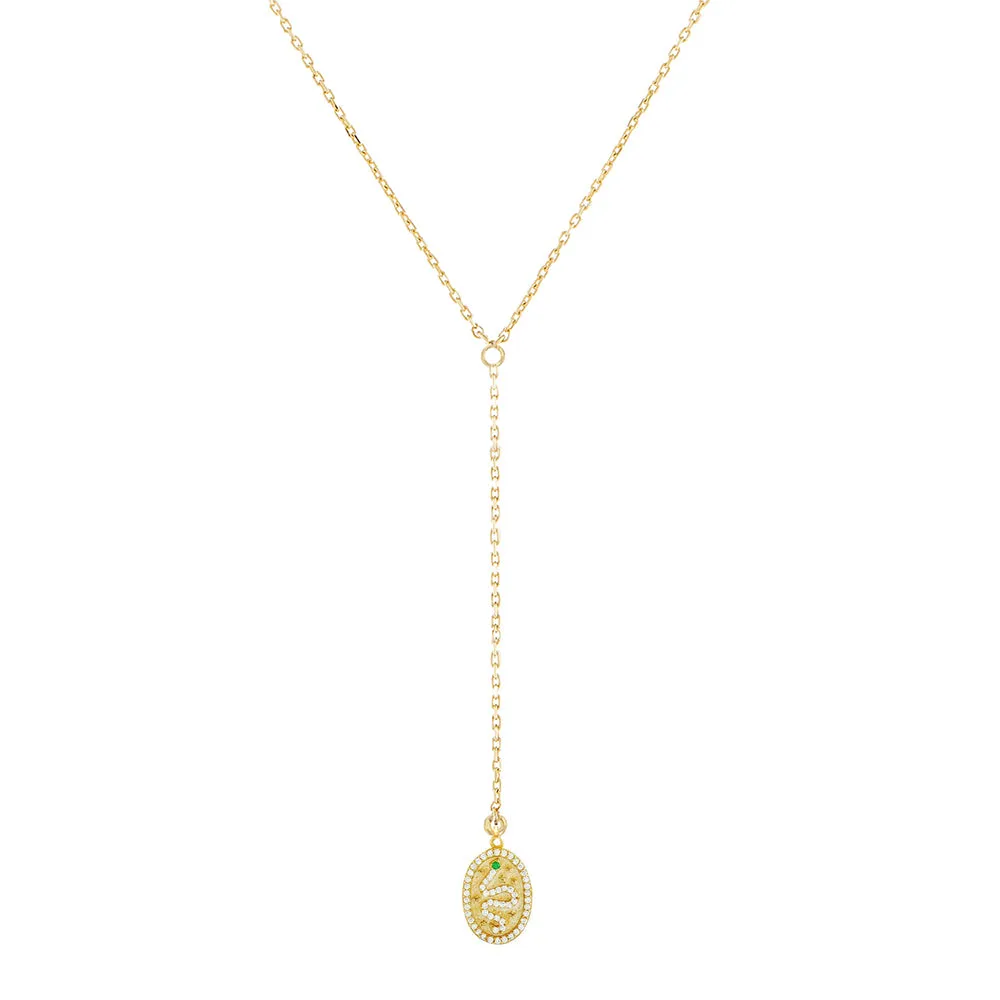 Pavé Snake Oval Link Lariat sold by Adina Eden's