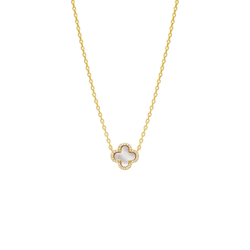 Pave Outlined Four Leaf Clover Necklace sold by Adina Eden's
