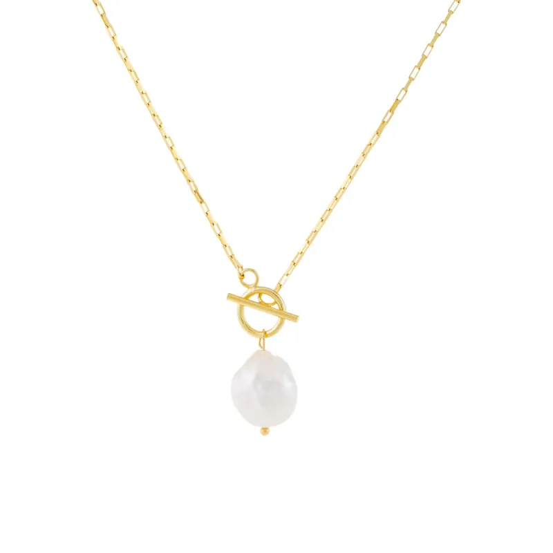 Toggle Link Pearl Necklace sold by Adina Eden's