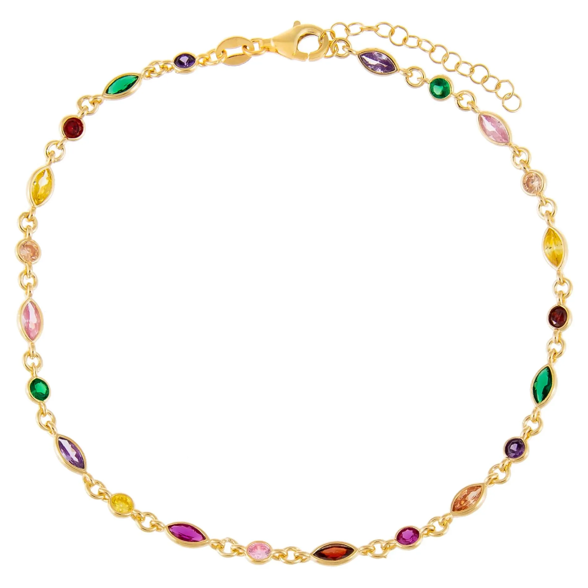 CZ Bezel Colored Marquise Anklet sold by Adina Eden's