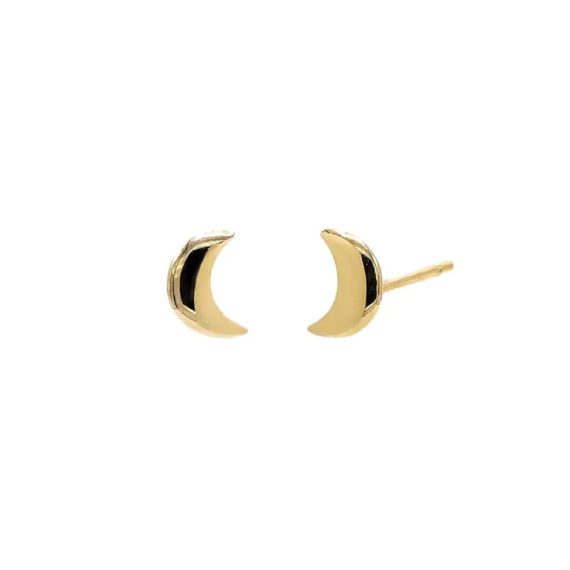 Solid Crescent Stud Earring 14K sold by Adina Eden's
