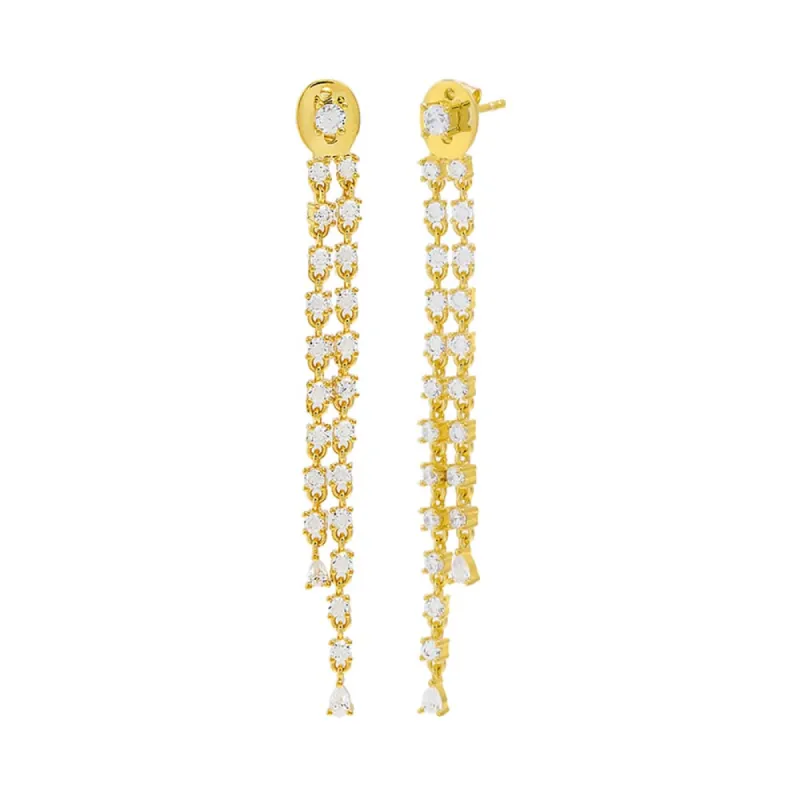 Multi CZ Drop Down Stud Earring sold by Adina Eden's