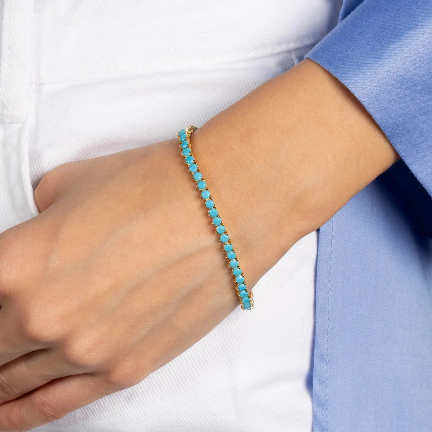 Summer Colored Three Prong Tennis Bracelet sold by Adina Eden's product image thumbnail 2